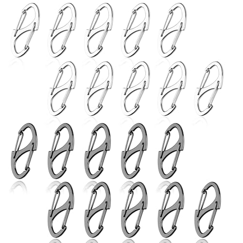 20Pcs Reißverschluss Clips Anti Diebstahl, Reißverschluss Pull Ersatz für Rucksäcke, Dual S geformt kleine Karabiner Clip Diebstahl Abschreckung für Koffer, Silber und Gunmetal Schwarz von Meschett