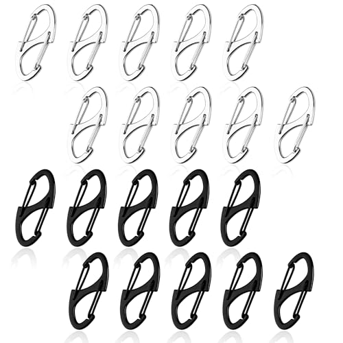 20Pcs Reißverschluss Clips Anti Diebstahl, Reißverschluss Pull Ersatz für Rucksäcke, Dual S geformt kleine Karabiner Clip Diebstahl Abschreckung für Koffer (Silber und Schwarz) von Meschett