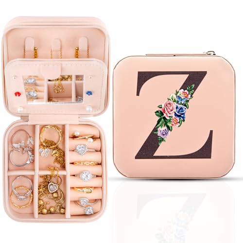 Reise-Schmuckschatulle mit Spiegel, Reise-Essentials-Schmuckhalter-Organizer, Ring-Halskette-Ohrring-Organizer, personalisiertes anfängliches Reiseschmuckkästchen, Geschenke für Frauen und Mädchen,Z Reise-Schmuckschatulle mit Spiegel, Reise-Essentials-Schmuckhalter-Organizer, Ring-Halskette-Ohrring-Organizer, personalisiertes anfängliches Reiseschmuckkästchen, Geschenke für Frauen und Mädchen,Z von Meschett