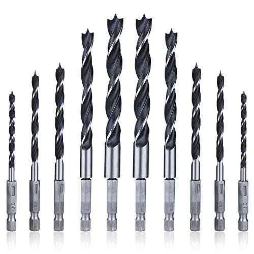 Mesee 10 Stück 1/4 Zoll Sechskantschaft HSS-Bohrer, Sechskant Holzspiralbohrer Set, Impact Control HSS Spiralbohrer Set für Holzbearbeitung Dowel Bohren mit 4mm/5mm/6mm/8mm/10mm Mesee 10 Stück 1/4 Zoll Sechskantschaft HSS-Bohrer, Sechskant Holzspiralbohrer Set, Impact Control HSS Spiralbohrer Set für Holzbearbeitung Dowel Bohren mit 4mm/5mm/6mm/8mm/10mm von Mesee