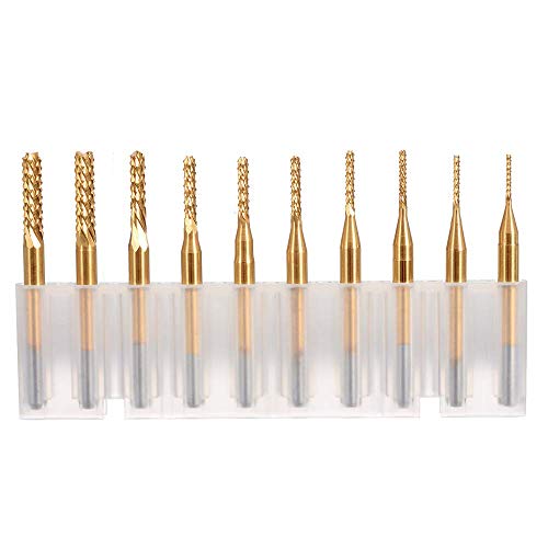 Mesee 10pcs CNC Gravur Bit Set, Fräser Gravur Bits, Rotary Grate Set, Schaftfräser Titanium Coat Hartmetall Schaftfräser, Hartmetallfräser Schaftfräser für Holz Weichmetalle 0,8-3,17 mm Mesee 10pcs CNC Gravur Bit Set, Fräser Gravur Bits, Rotary Grate Set, Schaftfräser Titanium Coat Hartmetall Schaftfräser, Hartmetallfräser Schaftfräser für Holz Weichmetalle 0,8-3,17 mm von Mesee