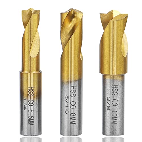 Mesee 3 Stück Schweisspunkt bohrer, CNC Fräser Bohrer, Punktschweißbohrer-Set, HSS Zylinderschaft Schaftfräse, Schweißerbohrer, Fräser Spitze zum Trennen von punktgeschweißten Platten, 6.5mm/8mm/10mm Mesee 3 Stück Schweisspunkt bohrer, CNC Fräser Bohrer, Punktschweißbohrer-Set, HSS Zylinderschaft Schaftfräse, Schweißerbohrer, Fräser Spitze zum Trennen von punktgeschweißten Platten, 6.5mm/8mm/10mm von Mesee