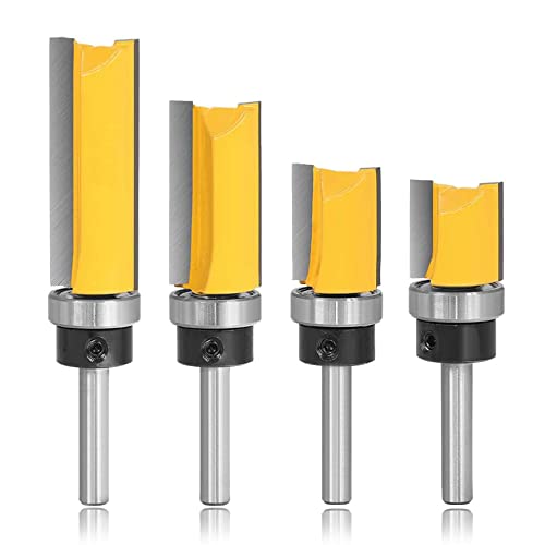 Mesee 4 Stücke 8 mm Schaft Bündigfräser, Oberfräser Nutfräser Router Bit, Holz Fräser Schneiden Nutfräsen, Holz Fräser Router Bit Oberfräser, Holzschneider Profifräser Holzbearbeitungs Schneidwerkzeug von Mesee