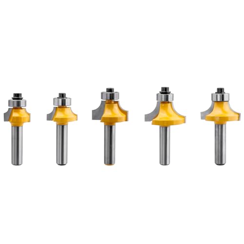 Mesee 5 Stück 8mm Schaft Fräser Rand und Kantenfräser Set, Abrundfräser Standard Fräser Set, Runde Über Fräser Bits, Oberfräsen-Bits, Abrundfräser für Oberfräse für Zimmerei Fasen Holzbearbeitung Trim Mesee 5 Stück 8mm Schaft Fräser Rand und Kantenfräser Set, Abrundfräser Standard Fräser Set, Runde Über Fräser Bits, Oberfräsen-Bits, Abrundfräser für Oberfräse für Zimmerei Fasen Holzbearbeitung Trim von Mesee