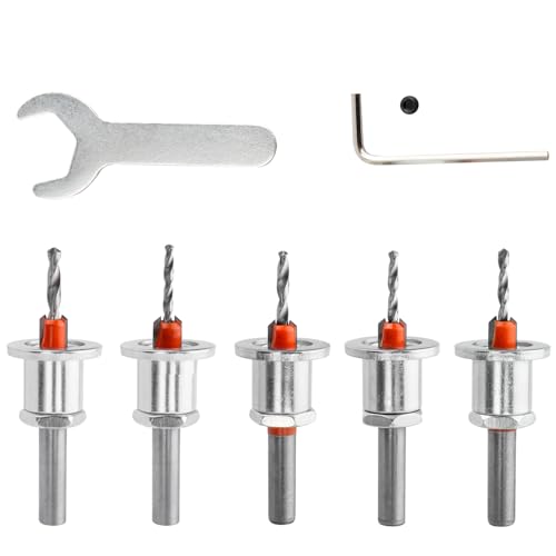 Mesee 5 Stück Kegelsenker Bohrer, Senker Bohrer Set, Senkbohrer Holz Set, 8mm Rundschaft Senkbohrer Lochsäge, HSS-Spiralbohrer für Holzbearbeitung, Kunststoff, Bohren Mesee 5 Stück Kegelsenker Bohrer, Senker Bohrer Set, Senkbohrer Holz Set, 8mm Rundschaft Senkbohrer Lochsäge, HSS-Spiralbohrer für Holzbearbeitung, Kunststoff, Bohren von Mesee