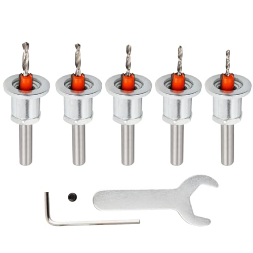 Mesee 5 Stück Kegelsenkerbohrer mit Tiefenanschlag, 8 mm runder Schaft, Begrenzung, Kegelbohrung, Kegelbohrer, Senkbohrung, Fräser-Bits, tiefenverstellbar, Senker, Spüle, Holzbearbeitung, Fräser-Set Mesee 5 Stück Kegelsenkerbohrer mit Tiefenanschlag, 8 mm runder Schaft, Begrenzung, Kegelbohrung, Kegelbohrer, Senkbohrung, Fräser-Bits, tiefenverstellbar, Senker, Spüle, Holzbearbeitung, Fräser-Set von Mesee
