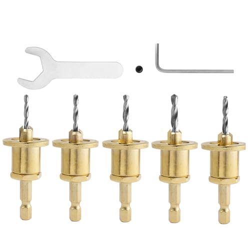 Mesee 5 Stück Senkbohrer Holz Set, 1/4 Zoll Hex Shank Kegelsenker Bohrer Verstellbarer Senkerbohrer Bohrsenker mit Sechskantschlüssel Schraube für Holz, Pressspan, Kunststoff Mesee 5 Stück Senkbohrer Holz Set, 1/4 Zoll Hex Shank Kegelsenker Bohrer Verstellbarer Senkerbohrer Bohrsenker mit Sechskantschlüssel Schraube für Holz, Pressspan, Kunststoff von Mesee