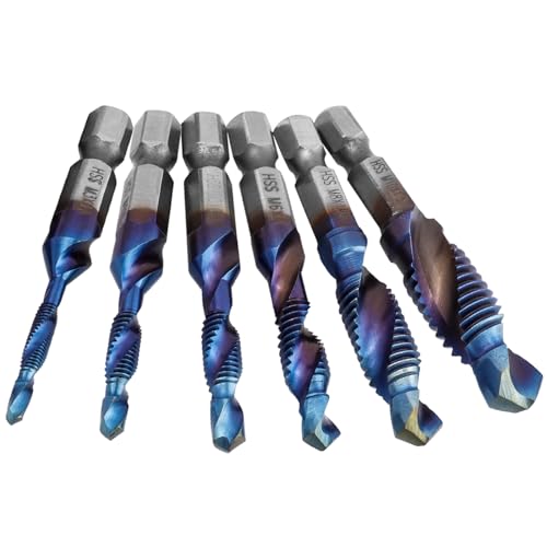 Mesee 6 Stück Metrisches Gewindebohrer-Set, HSS Tap Drill Bit Set, 1/4" Thread Machine Tap Bits, 1/4"Sechskantschaft Senker Werkzeuge Bohrer Bit Set für Holz Kunststoff Dünnes Aluminium, M3-M10 Mesee 6 Stück Metrisches Gewindebohrer-Set, HSS Tap Drill Bit Set, 1/4" Thread Machine Tap Bits, 1/4"Sechskantschaft Senker Werkzeuge Bohrer Bit Set für Holz Kunststoff Dünnes Aluminium, M3-M10 von Mesee