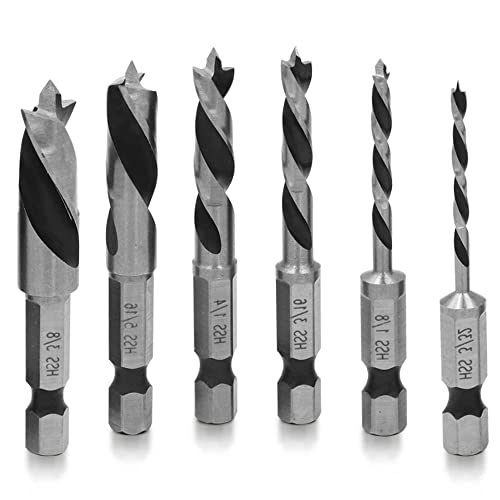 Mesee 6 Stück Stubby Bohrer Set, HSS Holzspiralbohrer, 1/4 Zoll Sechskantschaft Brad Point HSS Kurzbohrer für Holz und weiche Metalle Aluminium Eisenblech Kupfer Mesee 6 Stück Stubby Bohrer Set, HSS Holzspiralbohrer, 1/4 Zoll Sechskantschaft Brad Point HSS Kurzbohrer für Holz und weiche Metalle Aluminium Eisenblech Kupfer von Mesee