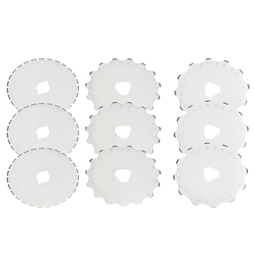 Mesee 9 Stück Rotary Cutter Blades, Rollschneider Ersatzklingen 45mm, 12/15/27 Zähne Rotary Cutter Edelstahl für Quilten, Papier, Stoff, Scrapbooking, Nähen, Stoffschneider Rundklingen Cutter Mesee 9 Stück Rotary Cutter Blades, Rollschneider Ersatzklingen 45mm, 12/15/27 Zähne Rotary Cutter Edelstahl für Quilten, Papier, Stoff, Scrapbooking, Nähen, Stoffschneider Rundklingen Cutter von Mesee