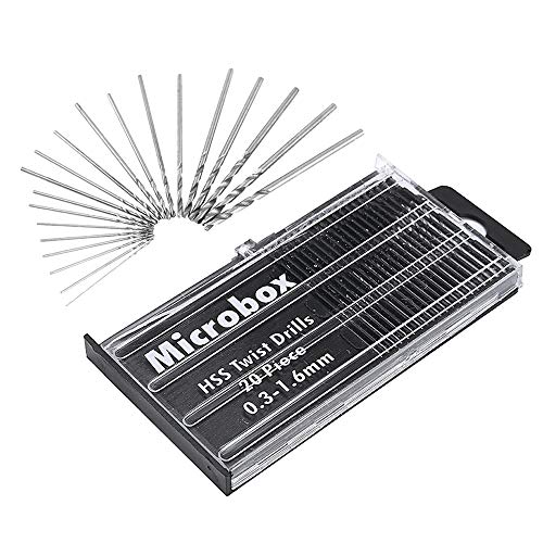 Mesee Set mit 20 Miniatur-Bohrern aus HSS, Präzisions-Mini-Fräzisionsbohrer aus Schnellstahl, 0,3 mm-1,6 mm, für Holz, DIY, Modellbau Mesee Set mit 20 Miniatur-Bohrern aus HSS, Präzisions-Mini-Fräzisionsbohrer aus Schnellstahl, 0,3 mm-1,6 mm, für Holz, DIY, Modellbau von Mesee