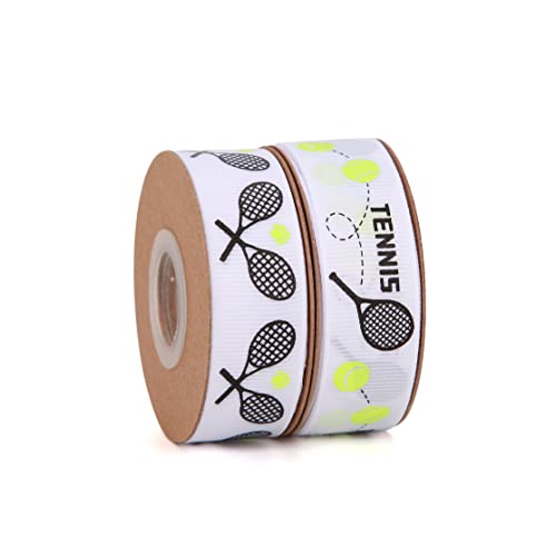 Meseey 2 Rollen 20 Meter Sportballband 1,9 cm Stoffbänder für Kranz, Geschenkverpackung, Sportmannschaft, Party-Dekoration (Tennis) von Meseey