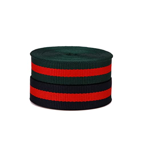 Meseey 20 mm, 20 m, grün/rot/grün/blau/rot/blau gestreiftes Ripsband, doppelseitiges Polyester-Band zum Basteln, DIY, Geschenkverpackungen von Meseey