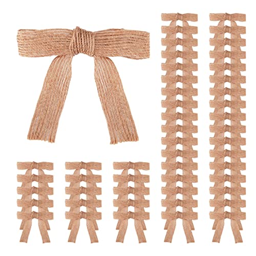 Meseey 50 Stück Boutique 7,6 cm Juteband-Schleifen, Bastelschleifen für Pakete, Geschenkverpackungen, Geschenkband, Basteln, Hochzeitsgeschenke, Babyparty, Weihnachtsdekoration (brulap) von Meseey