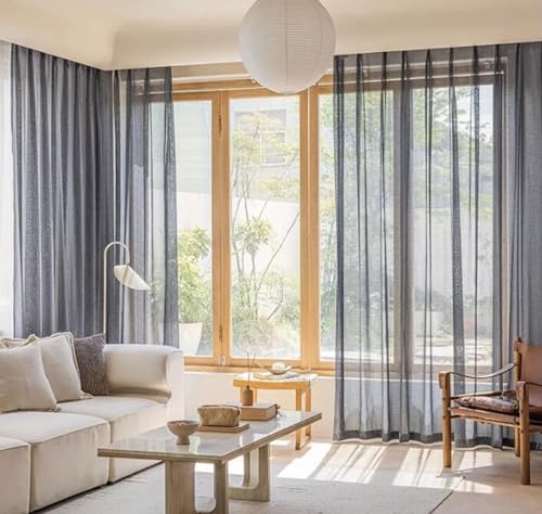 Mesnt Durchsichtige Gardinen mit Ösen, Einfarbige Fenster-Voile-Vorhänge für Schlafzimmer, Grau, 102 x 214 cm Mesnt Durchsichtige Gardinen mit Ösen, Einfarbige Fenster-Voile-Vorhänge für Schlafzimmer, Grau, 102 x 214 cm von Mesnt