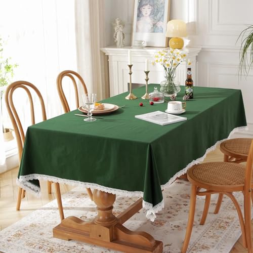 Mesnt Tischtuch Baumwolle Quadratisch, Baumwolle Einfarbig mit Spitzensaum Tischtuch für Esszimmer, Garten, Party, Hochzeiten oder Haushalt, Grün, 120 x 120 cm Mesnt Tischtuch Baumwolle Quadratisch, Baumwolle Einfarbig mit Spitzensaum Tischtuch für Esszimmer, Garten, Party, Hochzeiten oder Haushalt, Grün, 120 x 120 cm von Mesnt