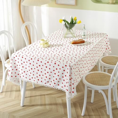 Mesnt Tischtücher Quadratisch, Baumwolle Erdbeere Bedruckt Tischtuch Fleckenschutz, Rot, Stil 1, 120 x 120 cm Mesnt Tischtücher Quadratisch, Baumwolle Erdbeere Bedruckt Tischtuch Fleckenschutz, Rot, Stil 1, 120 x 120 cm von Mesnt