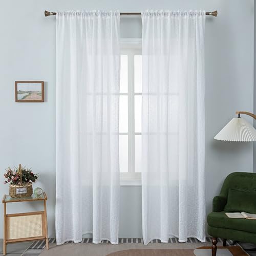 Mesnt Weisse Vorhänge Durchsichtig, Einfarbige Fenster-Voile-Vorhänge für Schlafzimmer, Weiß, 137 x 229 cm Mesnt Weisse Vorhänge Durchsichtig, Einfarbige Fenster-Voile-Vorhänge für Schlafzimmer, Weiß, 137 x 229 cm von Mesnt