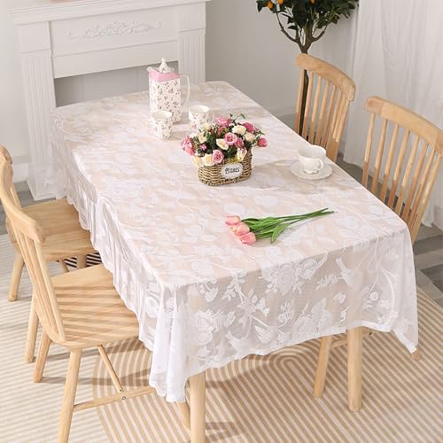 Tischdecke Abwaschbar, Weiß Tischdecke mit Blattzweig und Spitze, für Buffet, Bankett, Restaurant | 140x100cm Tischdecke Abwaschbar, Weiß Tischdecke mit Blattzweig und Spitze, für Buffet, Bankett, Restaurant | 140x100cm von Mesnt