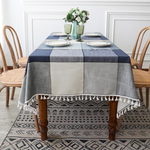 Tischdecke Elegant Schick, Polyester Gitter-Flickwerk-Farbe Tischtuch Fleckenschutz, Blau grau, Blau grau, 100 x 160 cm Tischdecke Elegant Schick, Polyester Gitter-Flickwerk-Farbe Tischtuch Fleckenschutz, Blau grau, Blau grau, 100 x 160 cm von Mesnt