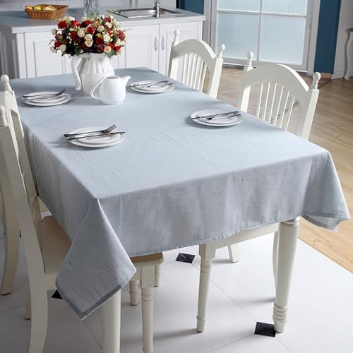 Tischdecke Küchentisch, Baumwolle Einfache einfarbige Farbe Tischtuch Fleckenschutz, Hellblau-grau, 100 x 140 cm von Mesnt