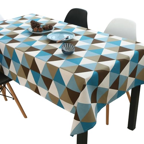 Tischdecke Küchentisch, Baumwolle Leinen Dreiecksgittermuster Tischtuch für Küche, Picknick, Tischdekoration, Blau, Blau, 100 x 160 cm Tischdecke Küchentisch, Baumwolle Leinen Dreiecksgittermuster Tischtuch für Küche, Picknick, Tischdekoration, Blau, Blau, 100 x 160 cm von Mesnt