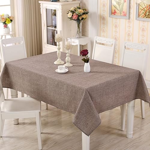 Tischdecke Landhausstil Vintage, Baumwolle Leinen Einfarbig Tischtuch für Küche, Picknick, Tischdekoration, Braun, 120 x 120 cm von Mesnt