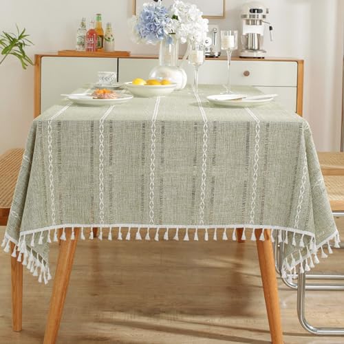 Tischdecke Vintage Landhaus, Polyester Gedreht gewebt, strukturiert mit Quaste Tischtuch für Esszimmer, Garten, Party, Hochzeiten oder Haushalt, Grün, 110 x 110 cm Tischdecke Vintage Landhaus, Polyester Gedreht gewebt, strukturiert mit Quaste Tischtuch für Esszimmer, Garten, Party, Hochzeiten oder Haushalt, Grün, 110 x 110 cm von Mesnt
