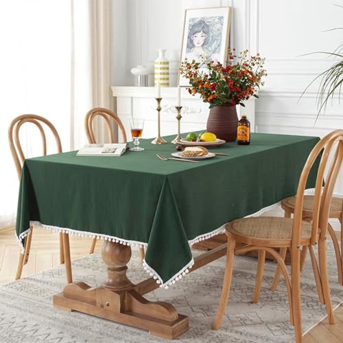Tischdekoration Hochzeit, Baumwollspitze Reine Farbe Tischtuch für Esszimmer, Garten, Party, Hochzeiten oder Haushalt, Dunkelgrün, 140 x 220 cm Tischdekoration Hochzeit, Baumwollspitze Reine Farbe Tischtuch für Esszimmer, Garten, Party, Hochzeiten oder Haushalt, Dunkelgrün, 140 x 220 cm von Mesnt