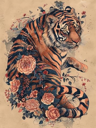 Mesribandy Kreuzstich Stickpackung 11CT Vorgedruckt Kreuzstich Set Blumentiger DIY Starter Stickbild Handwer Geschenk Heimdekoration 40x50 cm Mesribandy Kreuzstich Stickpackung 11CT Vorgedruckt Kreuzstich Set Blumentiger DIY Starter Stickbild Handwer Geschenk Heimdekoration 40x50 cm von Mesribandy