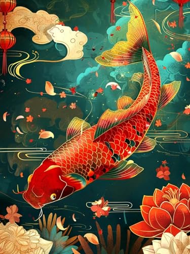 Mesribandy Kreuzstich Stickpackung 11CT Vorgedruckt Kreuzstich Set Fantasie Koi DIY Starter Stickbild Handwer Geschenk Heimdekoration 40x50 cm Mesribandy Kreuzstich Stickpackung 11CT Vorgedruckt Kreuzstich Set Fantasie Koi DIY Starter Stickbild Handwer Geschenk Heimdekoration 40x50 cm von Mesribandy