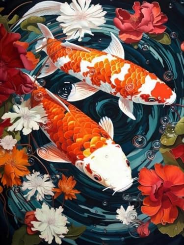Mesribandy Kreuzstich Stickpackung 11CT Vorgedruckt Kreuzstich Set Koi-Fisch DIY Starter Stickbild Handwer Geschenk Heimdekoration 50x70 cm Mesribandy Kreuzstich Stickpackung 11CT Vorgedruckt Kreuzstich Set Koi-Fisch DIY Starter Stickbild Handwer Geschenk Heimdekoration 50x70 cm von Mesribandy