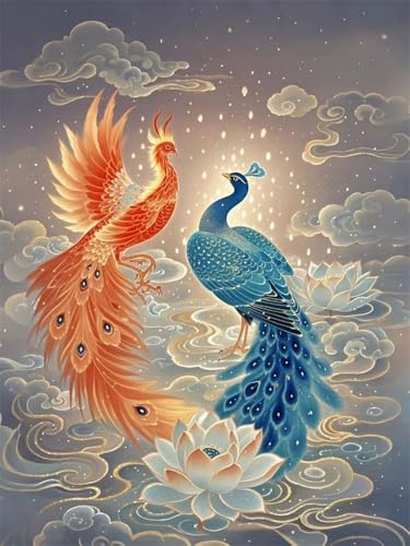 Mesribandy Kreuzstich Stickpackung 11CT Vorgedruckt Kreuzstich Set Phoenix-Pfau DIY Starter Stickbild Handwer Geschenk Heimdekoration 40x50 cm Mesribandy Kreuzstich Stickpackung 11CT Vorgedruckt Kreuzstich Set Phoenix-Pfau DIY Starter Stickbild Handwer Geschenk Heimdekoration 40x50 cm von Mesribandy