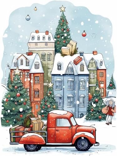 Mesribandy Vorgedruckt Kreuzstich Stickpackungen 11CT Sticken Set Erwachsene Kreuzstich Bauwagen Stickbilder für Anfänger Home Decor 40x50 cm von Mesribandy