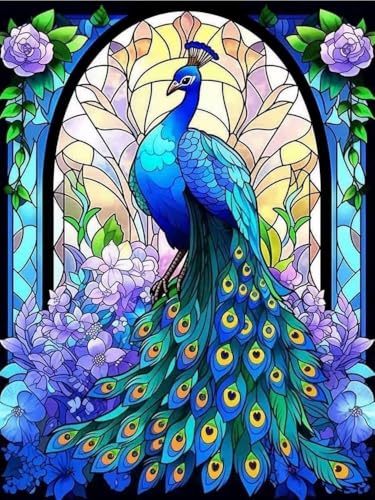 Mesribandy Vorgedruckt Kreuzstich Stickpackungen 11CT Sticken Set Erwachsene Kreuzstich Blauer Pfau Stickbilder für Anfänger Home Decor 40x50 cm von Mesribandy