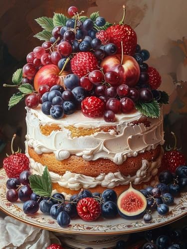 Mesribandy Vorgedruckt Kreuzstich Stickpackungen 11CT Sticken Set Erwachsene Kreuzstich Fruchtkuchen Stickbilder für Anfänger Home Decor 40x50 cm von Mesribandy