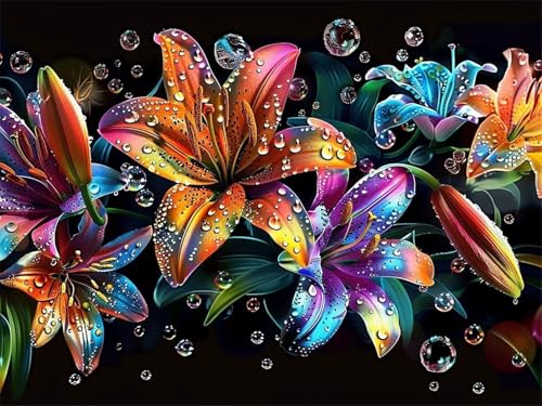 Mesribandy Vorgedruckt Kreuzstich Stickpackungen 11CT Sticken Set Erwachsene Kreuzstich Lilien Stickbilder für Anfänger Home Decor 40x50 cm von Mesribandy