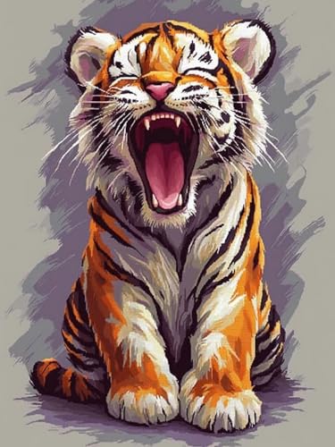 Mesribandy Vorgedruckt Kreuzstich Stickpackungen 11CT Sticken Set Erwachsene Kreuzstich Tigerjunges Stickbilder für Anfänger Home Decor 50x70 cm von Mesribandy