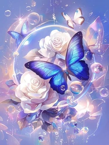 Mesribandy Vorgedruckt Kreuzstich Stickpackungen Schmetterling pflückt Blumen 11CT Sticken Set Erwachsene Kreuzstich, Stickbilder für Anfänger Home Decor 50x70 cm von Mesribandy
