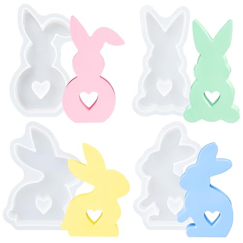 4 Stück Silikonform Ostern, Silikonform Hase, 3D Osterhase Deko, Silikonformen Gießformen Ostern für DIY Osterdeko Handwerk, Gips, Sojawachs Kerzen 4 Stück Silikonform Ostern, Silikonform Hase, 3D Osterhase Deko, Silikonformen Gießformen Ostern für DIY Osterdeko Handwerk, Gips, Sojawachs Kerzen von MestectPET