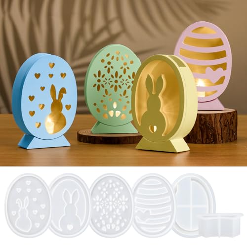 6 Stück Silikonformen Gießformen Ostern, Silikonform Ostern Hase, 3D Osterhase Deko, Silikonformen Gießformen Ostern für DIY Osterdeko Handwerk von MestectPET
