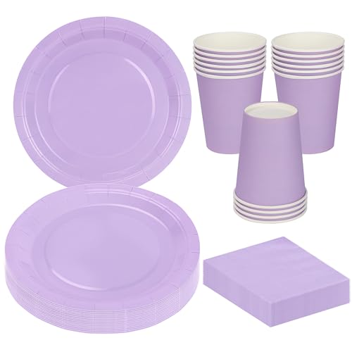 MestectPET 56 Stück Lila Partygeschirr Set, Pappteller Becher Servietten für 16 Gäste, Geschirr Set für Geburtstage Hochzeiten Babypartys Partys und Feiertage Tischdekorationen MestectPET 56 Stück Lila Partygeschirr Set, Pappteller Becher Servietten für 16 Gäste, Geschirr Set für Geburtstage Hochzeiten Babypartys Partys und Feiertage Tischdekorationen von MestectPET