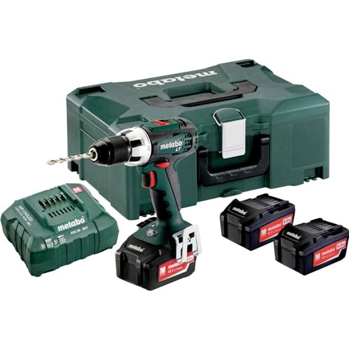 Metabo 602102960 Akku-Bohrschrauber BS 18 LT Set 18V, 3x 4Ah Li-Ion Akkus, inklu. Ladegerät, im MetaLoc-Koffer, max. Drehmoment: 34Nm (weich)/ 60Nm (hart), Bohr-Ø: 13mm (Stahl)/ 38mm (Weichholz) von metabo