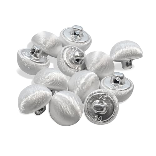 12 weiße Satin-Knöpfe – 1,5 cm Smoking-Knöpfe mit Schaft – perfekt für Hochzeitskleid, Blusen, Röcke und Bastelarbeiten 12 weiße Satin-Knöpfe – 1,5 cm Smoking-Knöpfe mit Schaft – perfekt für Hochzeitskleid, Blusen, Röcke und Bastelarbeiten von Metalandbrassco