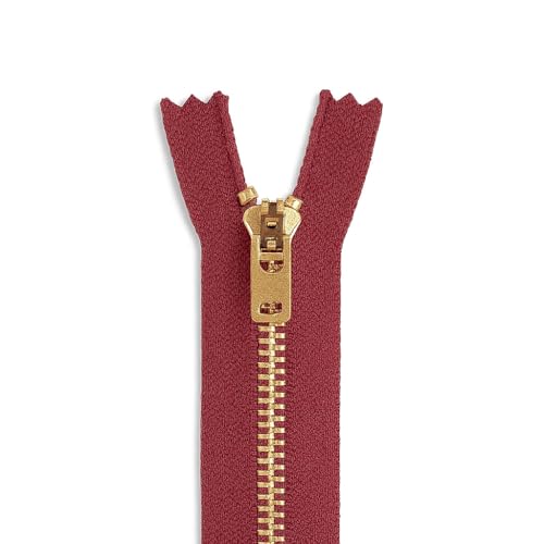 22,9 cm #5 Messing-Jeans-Reißverschluss – Weinrot, robuster Metall-Reißverschluss für Jeans, Hosen, Reparaturen, Schneider- und Nähprojekte von Metalandbrassco