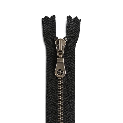 #4.5 17.8 cm Antik Nickel Donut Pull Metall Reißverschluss - Schwarz - Nicht trennender Taschen-Reißverschluss zum Nähen, Basteln, DIY-Projekte #4.5 17.8 cm Antik Nickel Donut Pull Metall Reißverschluss - Schwarz - Nicht trennender Taschen-Reißverschluss zum Nähen, Basteln, DIY-Projekte von Metalandbrassco