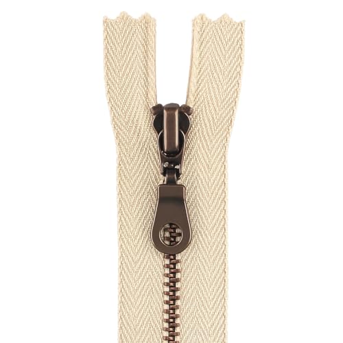 #4.5 22.9 cm Antik Kupfer Donut Pull Metall Reißverschluss - Hellbeige - Nicht trennender Taschen-Reißverschluss zum Nähen, Basteln, DIY-Projekte #4.5 22.9 cm Antik Kupfer Donut Pull Metall Reißverschluss - Hellbeige - Nicht trennender Taschen-Reißverschluss zum Nähen, Basteln, DIY-Projekte von Metalandbrassco