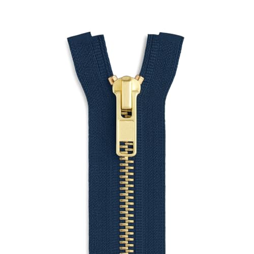 7,6 cm Messing-Jeans-Reißverschluss – Marineblau #5 Reißverschluss mit goldfarbenen Zähnen und strapazierfähigem Polyesterband für Jeans und Hosen von Metalandbrassco