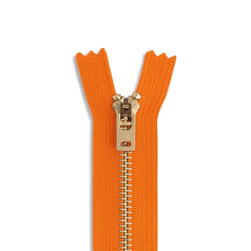 Jean-Reißverschluss aus Messing, 15,2 cm, Orange Nr. 5, geschlossenes Ende mit goldfarbenen Zähnen und Polyesterband für Freizeit und Arbeit von Metalandbrassco