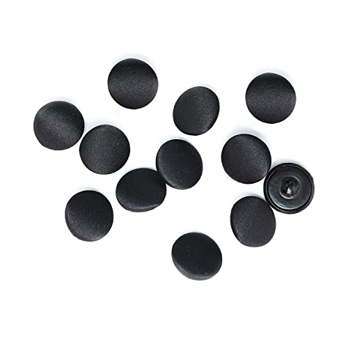 Schwarzer Smoking-Knopf, 30 l, zum Nähen, 19 mm, mit Satin überzogen, 12 Stück von Metalandbrassco